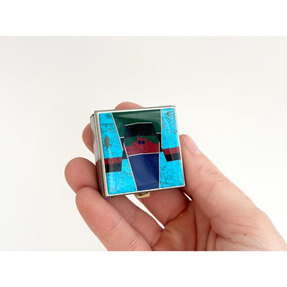 80's Style Multicolor Vintage Retro Silver T Trinket | Jewelry | Ring | Pill box - Picture 11 of 12